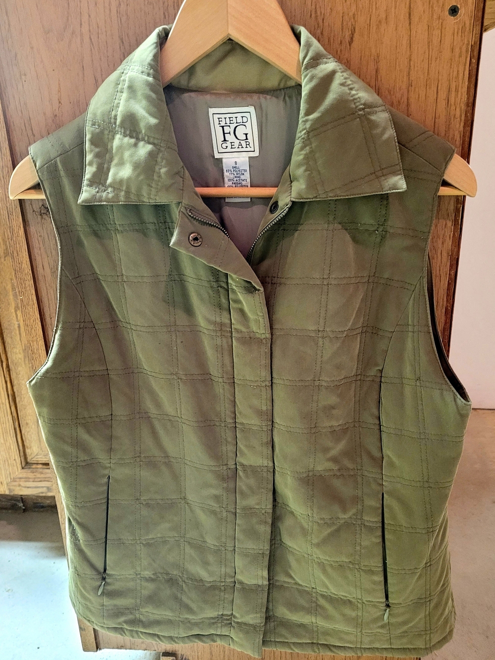 Field Gear Quilted Olive Green Velvet Vest